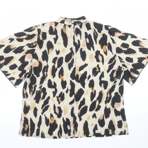 Boohoo Women’s Multicoloured Animal Print Short Sleeve Blouse Size 14