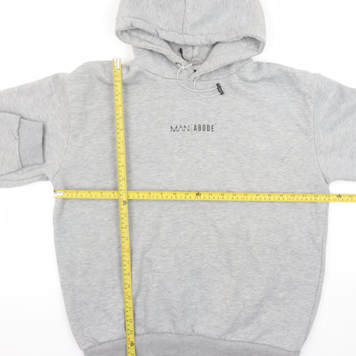 BoohooMAN Men’s Grey Pullover Hoodie L Logo Print Fleece