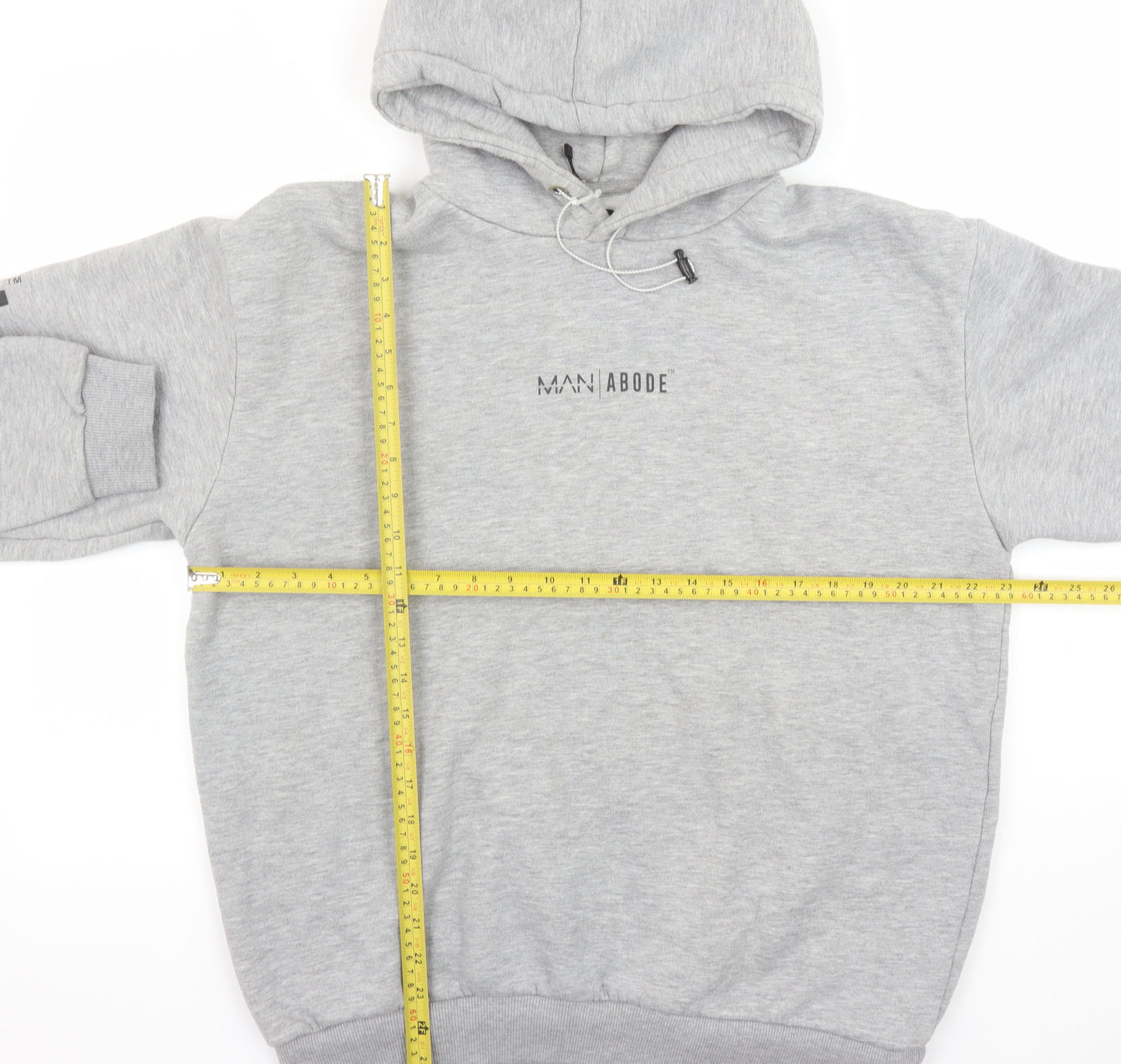 BoohooMAN Men’s Grey Pullover Hoodie L Logo Print Fleece