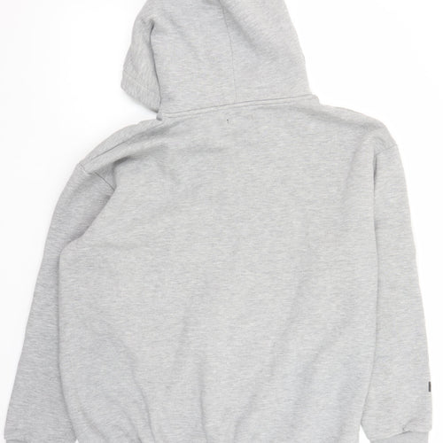 BoohooMAN Men’s Grey Pullover Hoodie L Logo Print Fleece
