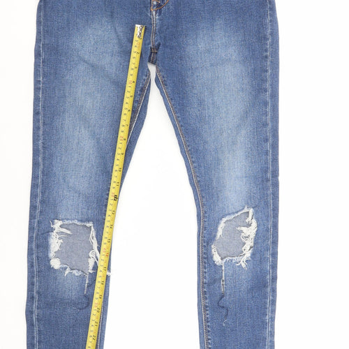 Voi Jeans Co Men's Blue Skinny Fit Distressed Denim Jeans 30R