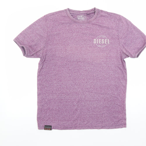 Diesel Men Purple Regular Fit Short Sleeve Crew Neck T-Shirt M