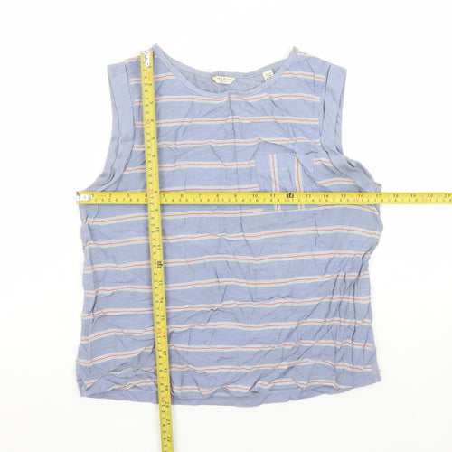 Jack Wills Womens Blue Striped Tank Top Size 10 Cotton Modal Blend
