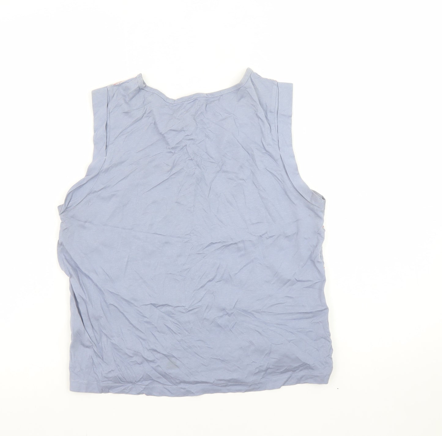 Jack Wills Womens Blue Striped Tank Top Size 10 Cotton Modal Blend