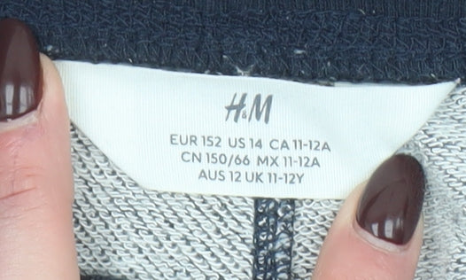 H&M Boys Navy Blue Sweat Shorts 11-12 Years Los Angeles Print Drawstring Waist