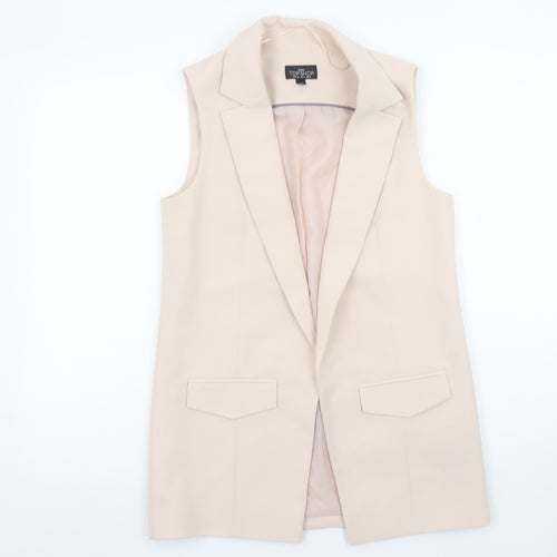 Topshop Petite Women Beige Sleeveless Long Suit Waistcoat UK 8