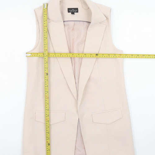 Topshop Petite Women Beige Sleeveless Long Suit Waistcoat UK 8