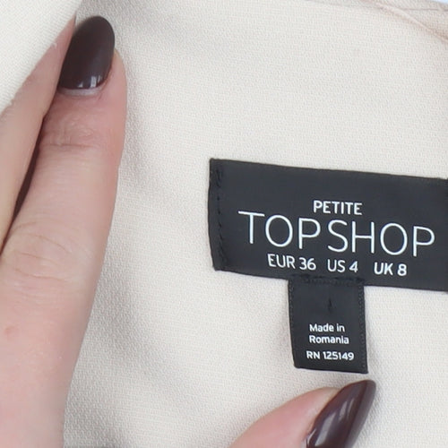 Topshop Petite Women Beige Sleeveless Long Suit Waistcoat UK 8