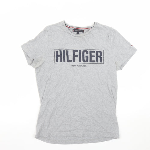 Tommy Hilfiger Women's Grey Cotton Logo T-Shirt Size S
