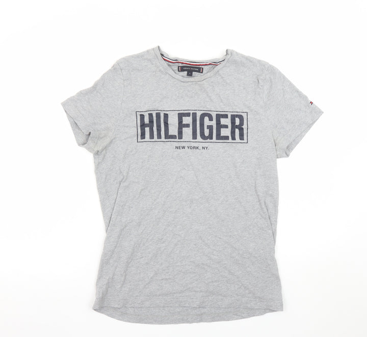 Tommy Hilfiger Women's Grey Cotton Logo T-Shirt Size S