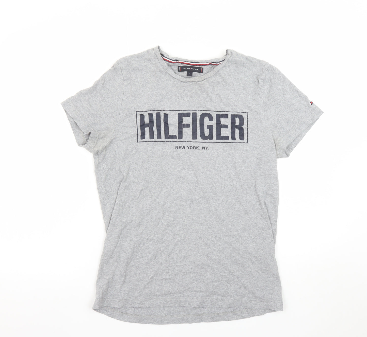 Tommy Hilfiger Women's Grey Cotton Logo T-Shirt Size S