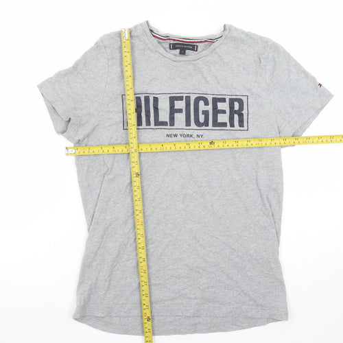 Tommy Hilfiger Women's Grey Cotton Logo T-Shirt Size S