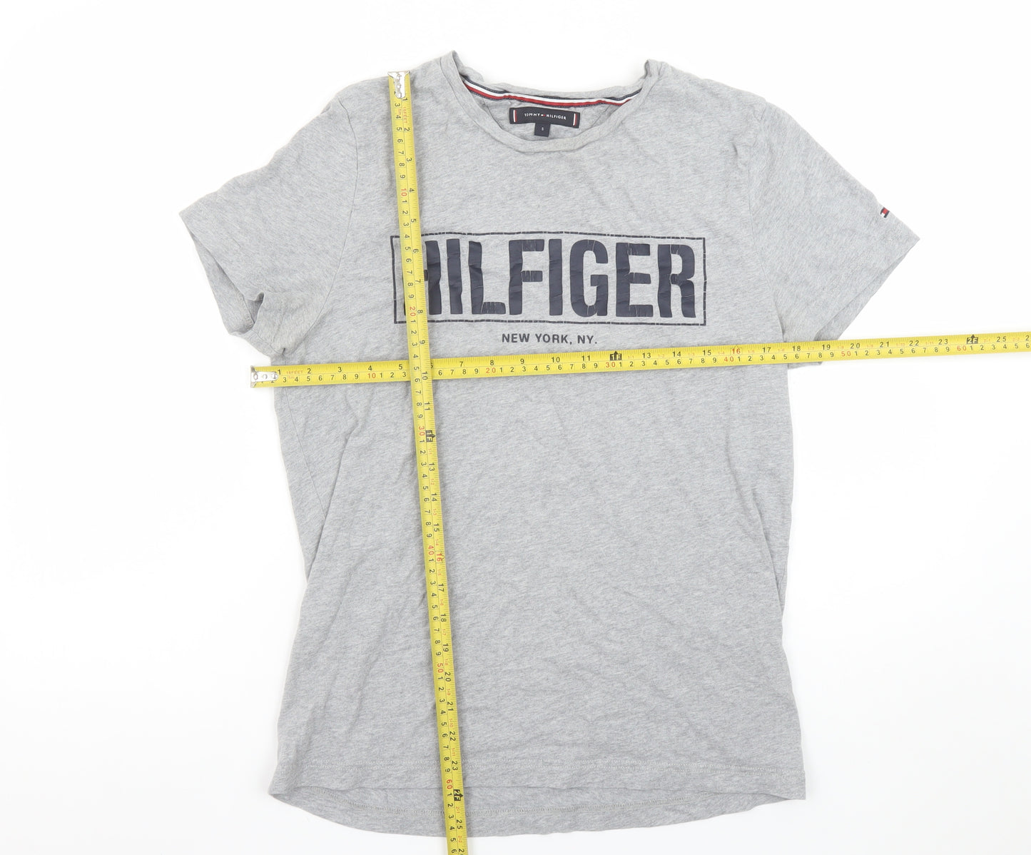 Tommy Hilfiger Women's Grey Cotton Logo T-Shirt Size S