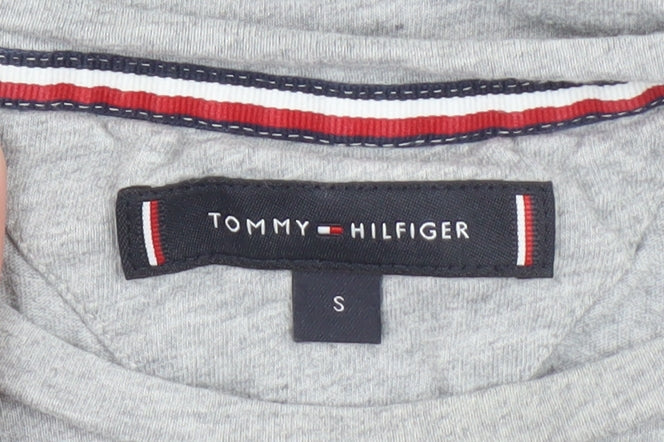 Tommy Hilfiger Women's Grey Cotton Logo T-Shirt Size S