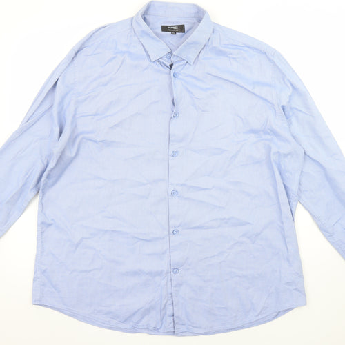 Dunnes Stores Men Blue 2XL Regular Fit Long Sleeve Button-Up Shirt