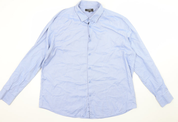 Dunnes Stores Men Blue 2XL Regular Fit Long Sleeve Button-Up Shirt