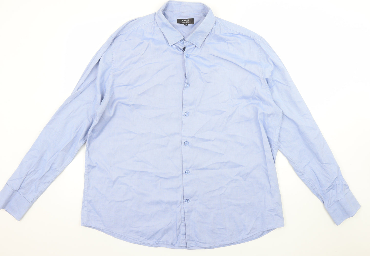 Dunnes Stores Men Blue 2XL Regular Fit Long Sleeve Button-Up Shirt