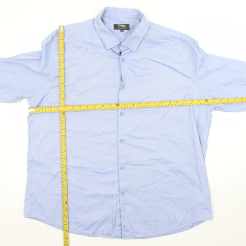 Dunnes Stores Men Blue 2XL Regular Fit Long Sleeve Button-Up Shirt