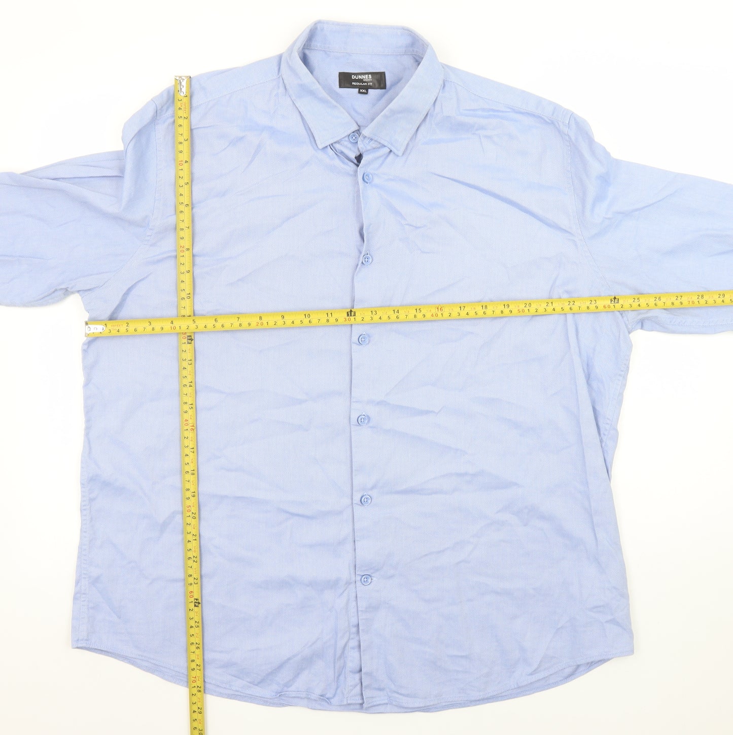 Dunnes Stores Men Blue 2XL Regular Fit Long Sleeve Button-Up Shirt