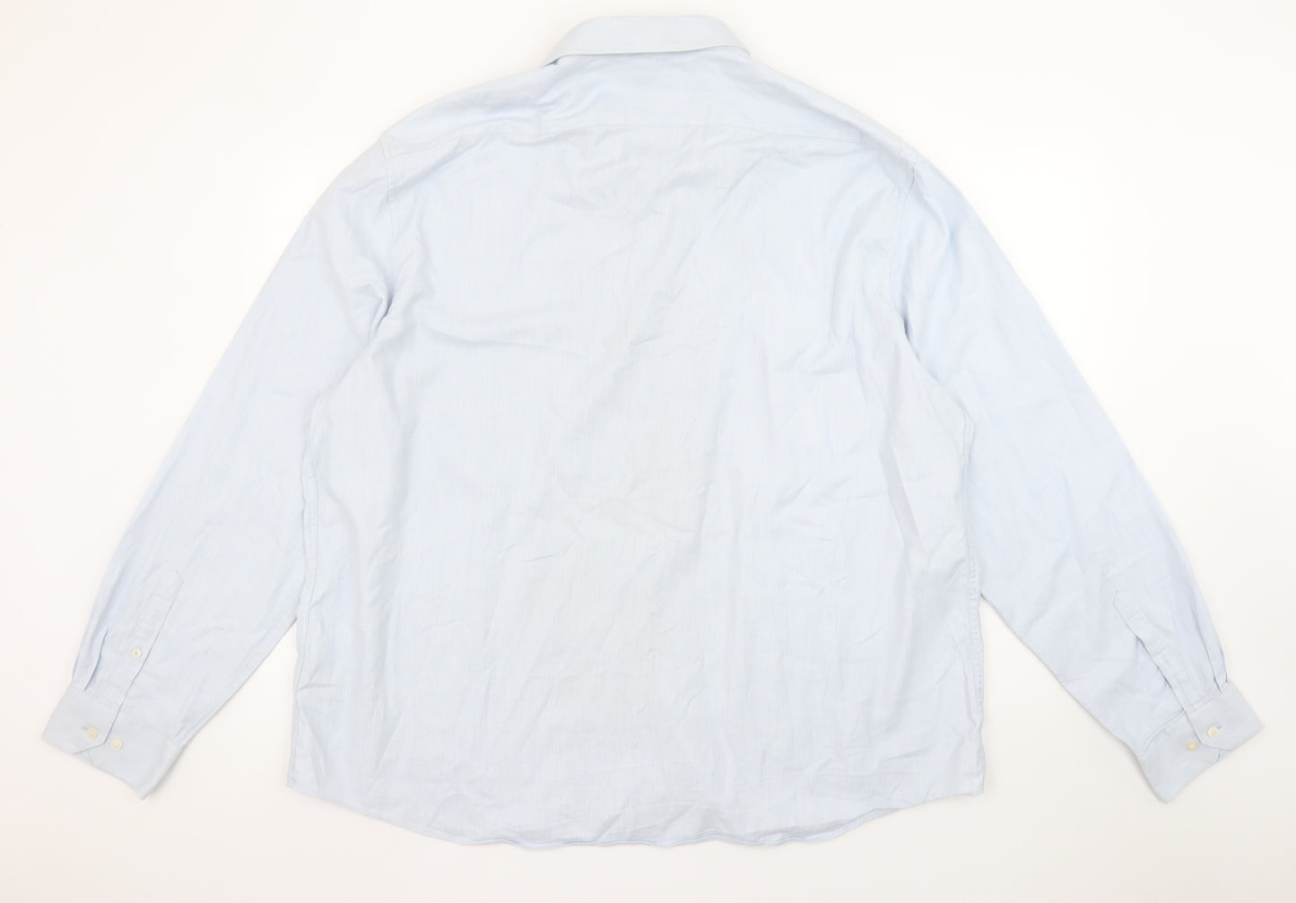 Marks and Spencer Men's Blue Regular Fit Stretch Cotton Button-Up Shirt 3XL