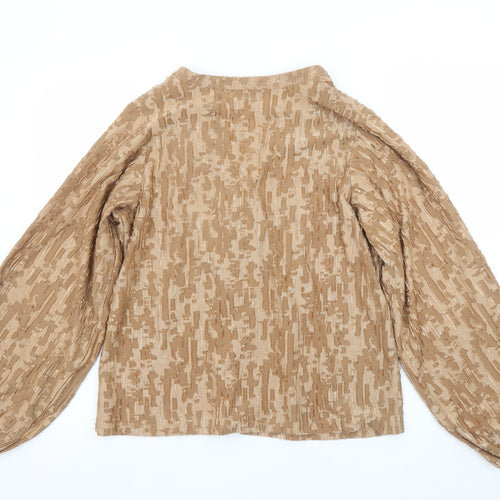 Gallery Women’s Beige V-Neck Tunic Blouse Long Sleeve Size S
