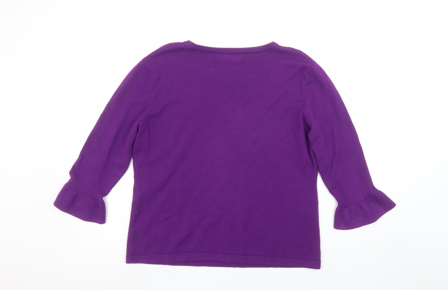 Bassini Women Purple Beaded 3/4 Sleeve Pullover Jumper M/L