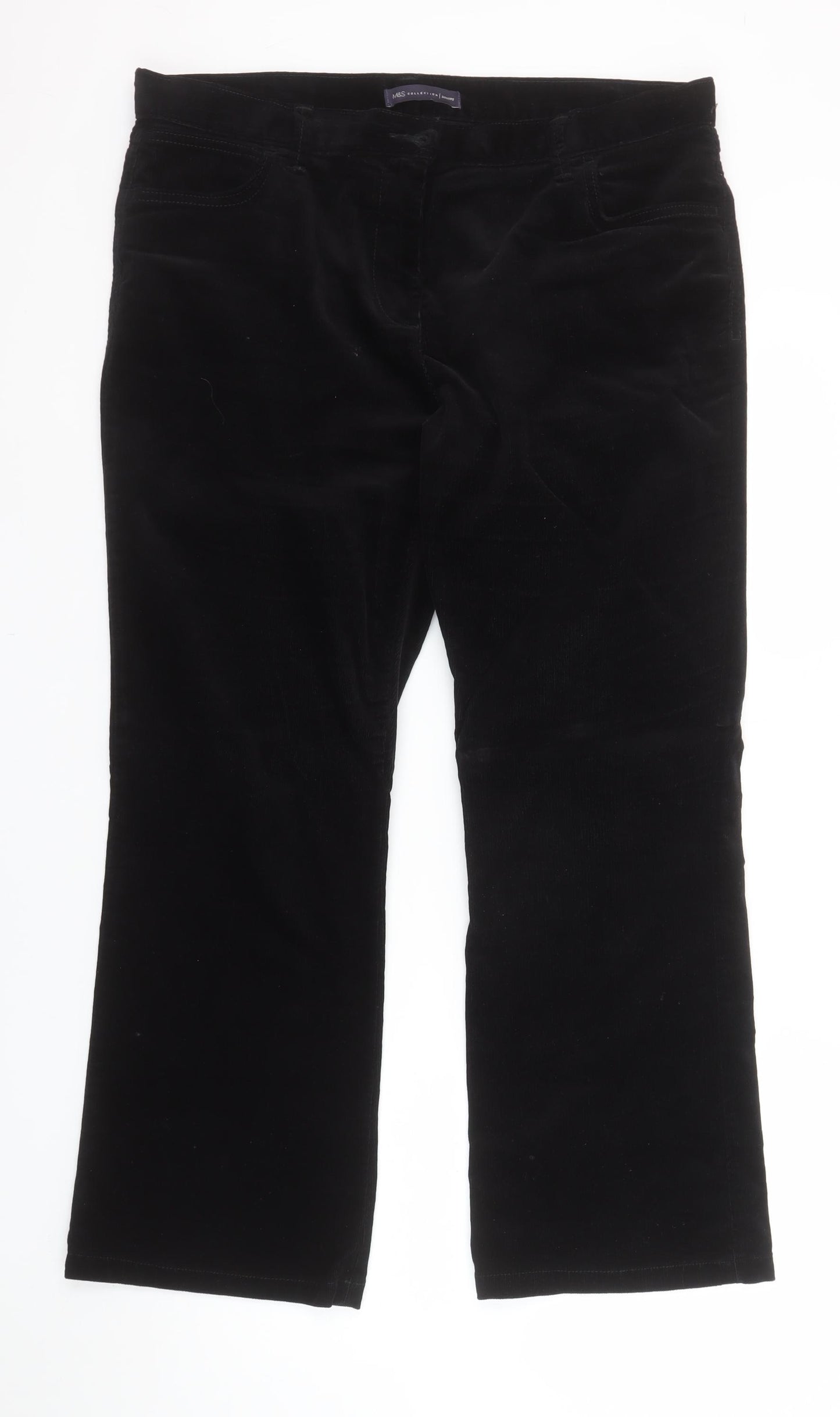 Marks and Spencer Women’s Black Corduroy Trousers Size 16 Short Stretch