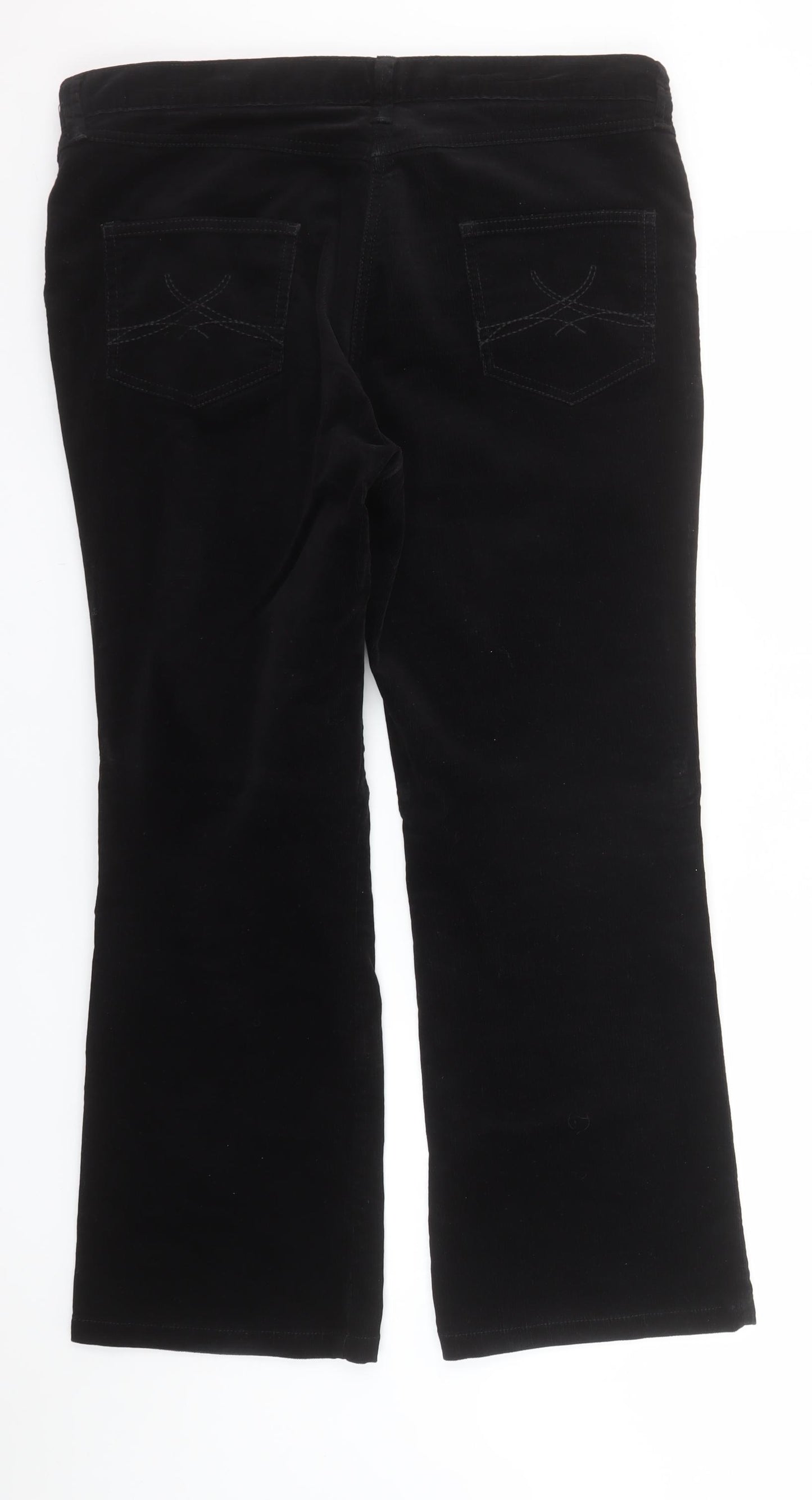 Marks and Spencer Women’s Black Corduroy Trousers Size 16 Short Stretch