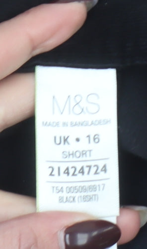 Marks and Spencer Women’s Black Corduroy Trousers Size 16 Short Stretch