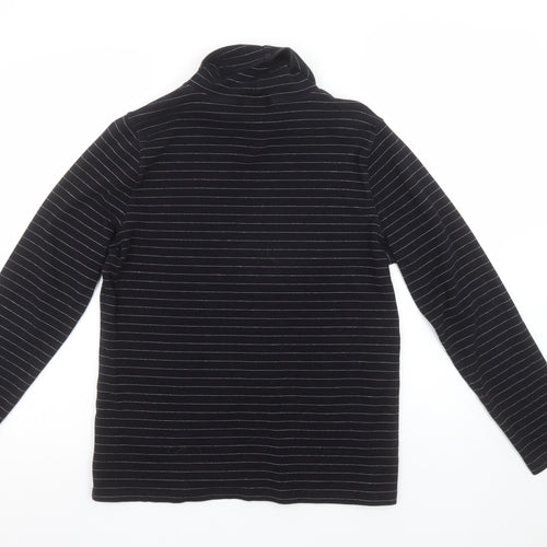 Liz Claiborne Womens Black Striped Roll Neck Long Sleeve Top L