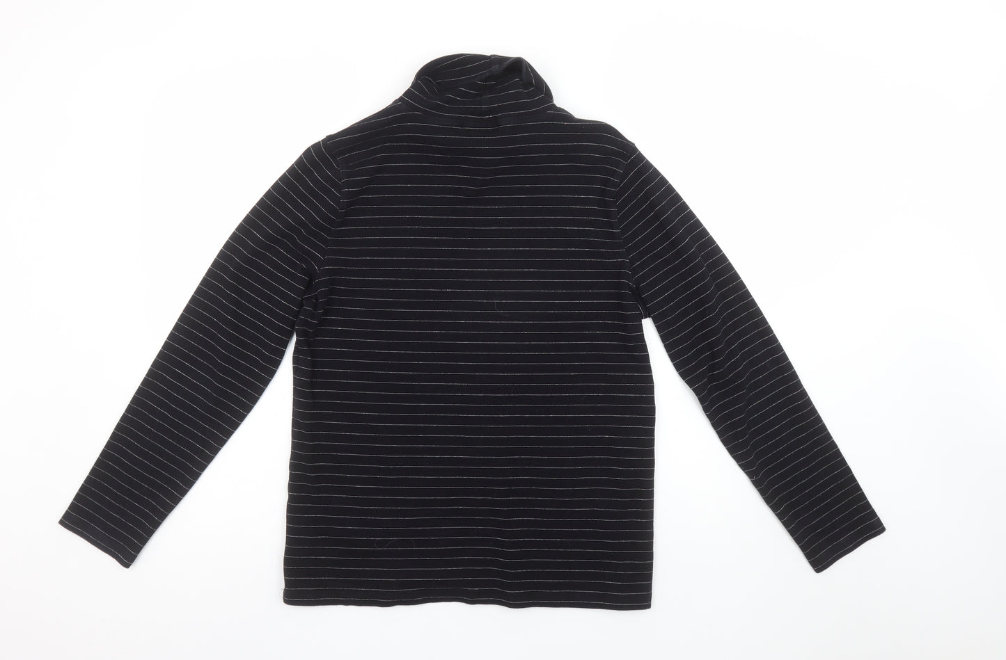 Liz Claiborne Womens Black Striped Roll Neck Long Sleeve Top L
