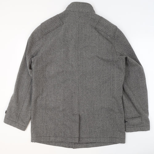 Jasper Conran Men's Grey Wool Blend Herringbone Mid-Length Jacket M