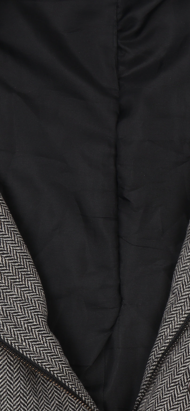 Jasper Conran Men's Grey Wool Blend Herringbone Mid-Length Jacket M