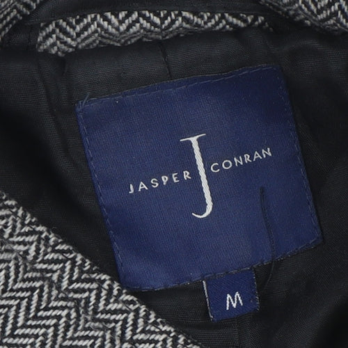 Jasper Conran Men's Grey Wool Blend Herringbone Mid-Length Jacket M