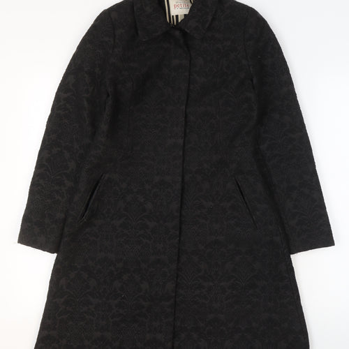 Principles Petite by Ben de Lisi Women's Black Floral Jacquard Long Coat Size 8