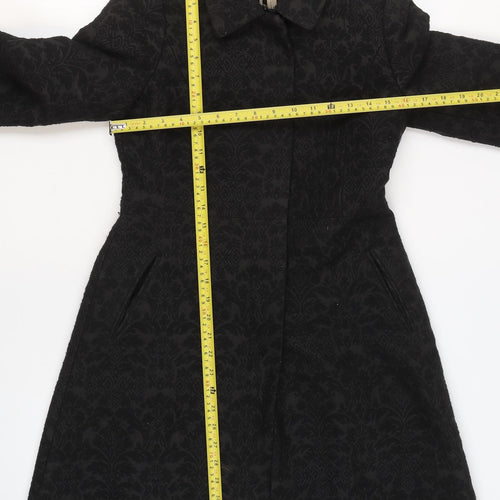 Principles Petite by Ben de Lisi Women's Black Floral Jacquard Long Coat Size 8