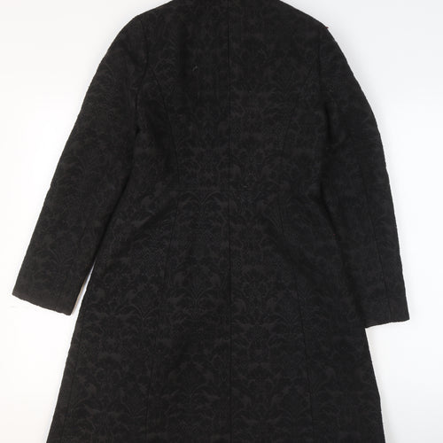 Principles Petite by Ben de Lisi Women's Black Floral Jacquard Long Coat Size 8
