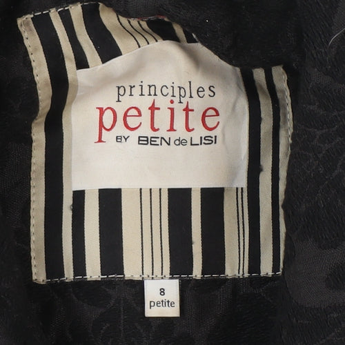 Principles Petite by Ben de Lisi Women's Black Floral Jacquard Long Coat Size 8