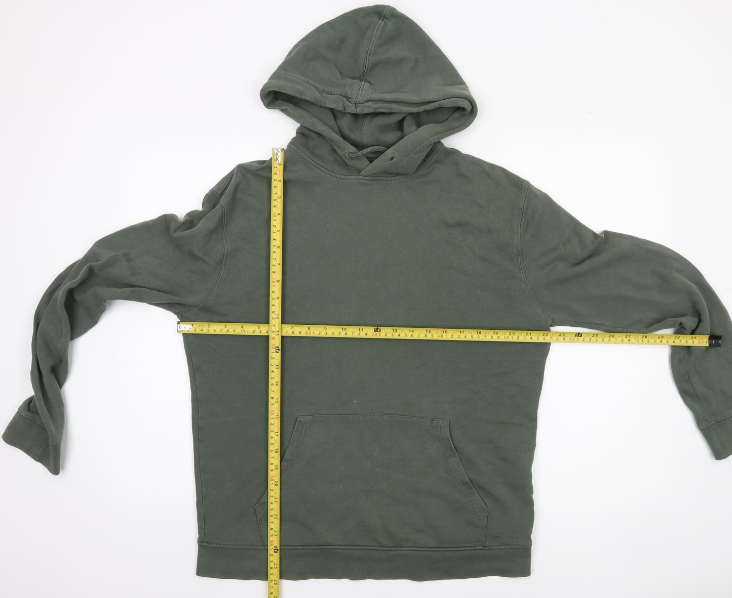 Topman Men’s Green Pullover Hoodie Size S Cotton Blend