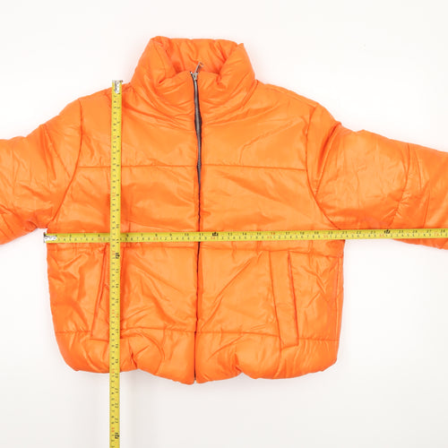 Rising Womens Orange Cropped Puffer Jacket Size L Winter Coat