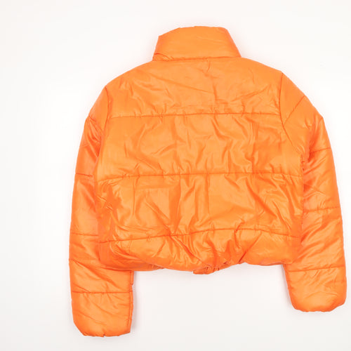 Rising Womens Orange Cropped Puffer Jacket Size L Winter Coat