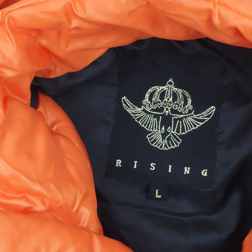 Rising Womens Orange Cropped Puffer Jacket Size L Winter Coat