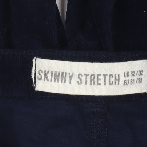 New Look Men Navy Blue Skinny Stretch Corduroy Trousers 32R