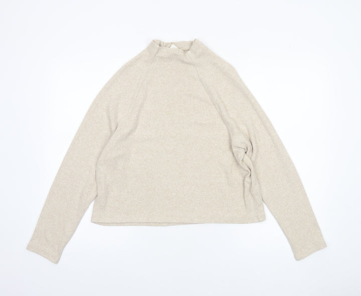 H&M Women’s Beige Mock Neck Knit Pullover Jumper XS