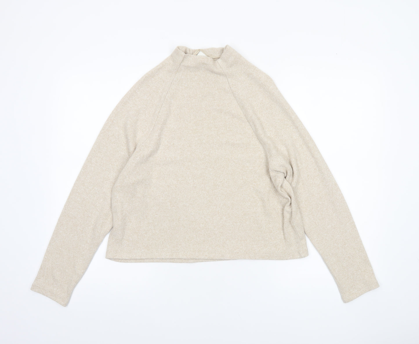 H&M Women’s Beige Mock Neck Knit Pullover Jumper XS