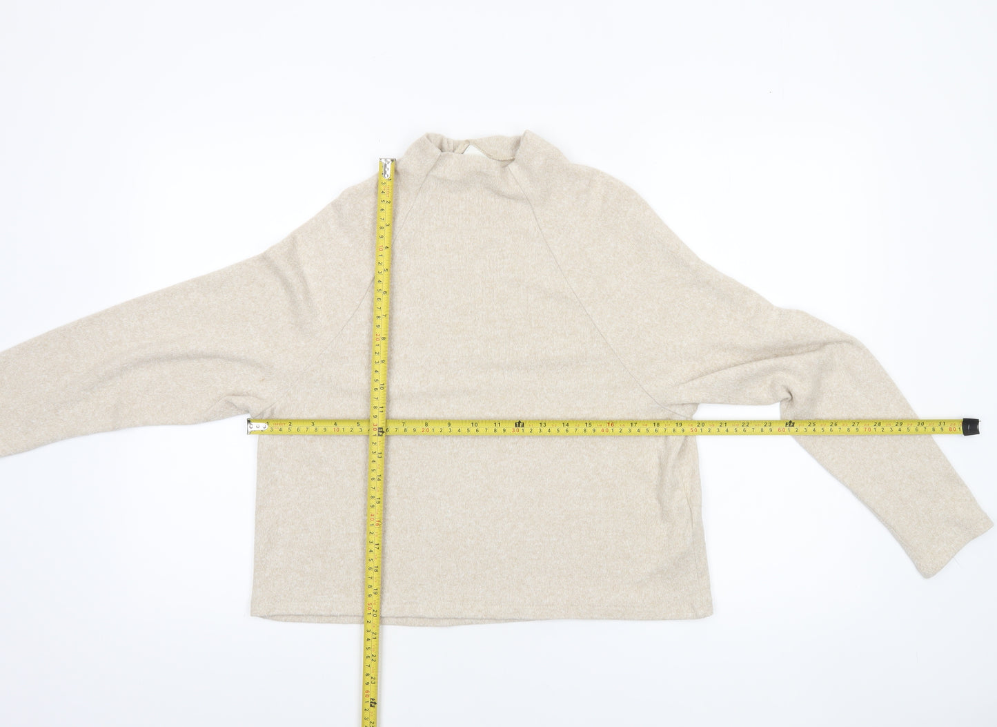 H&M Women’s Beige Mock Neck Knit Pullover Jumper XS