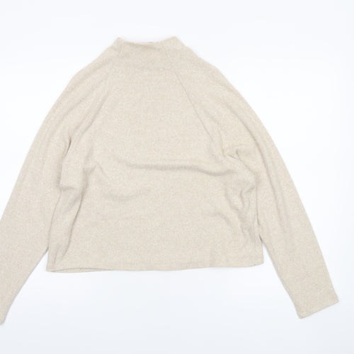 H&M Women’s Beige Mock Neck Knit Pullover Jumper XS