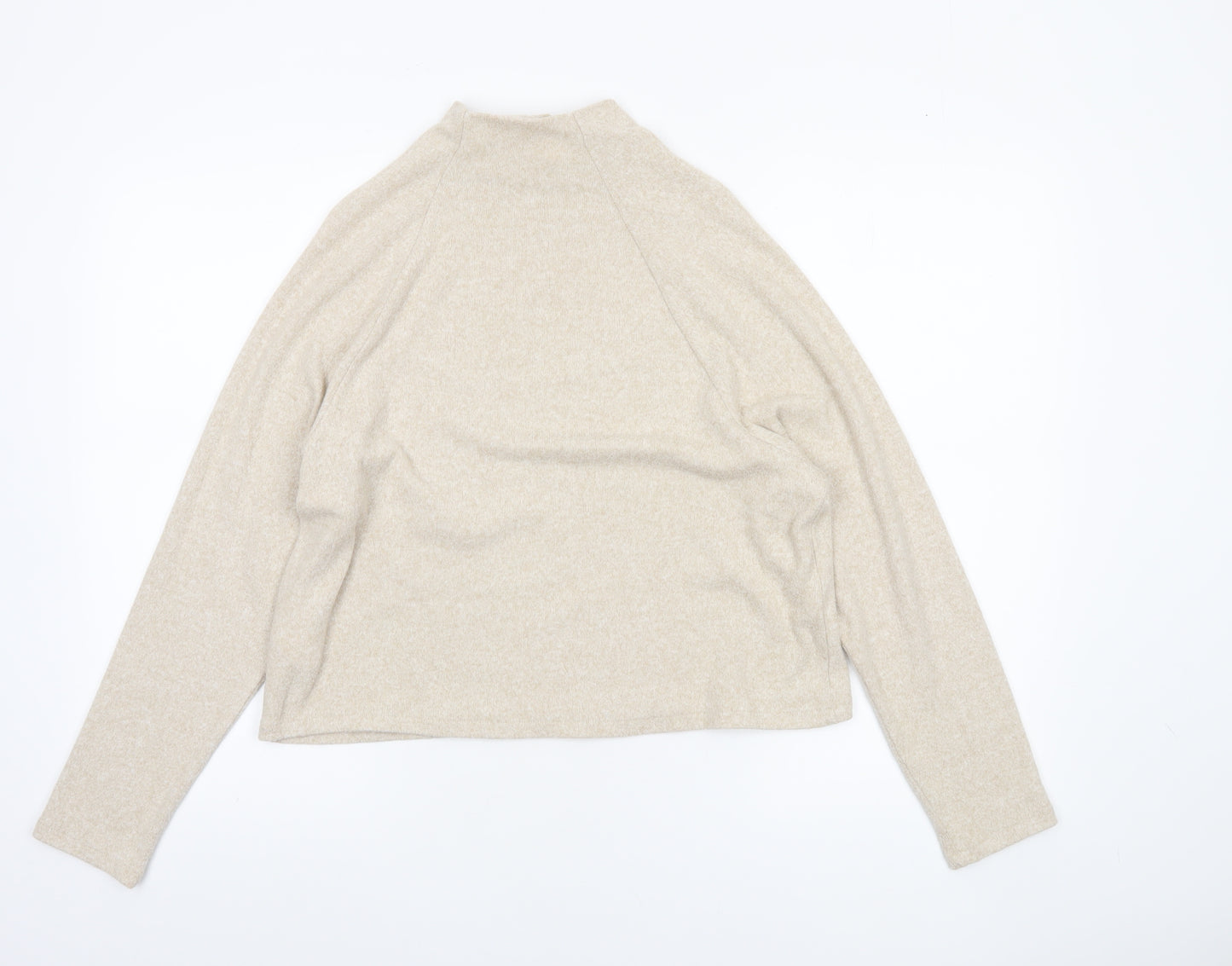 H&M Women’s Beige Mock Neck Knit Pullover Jumper XS