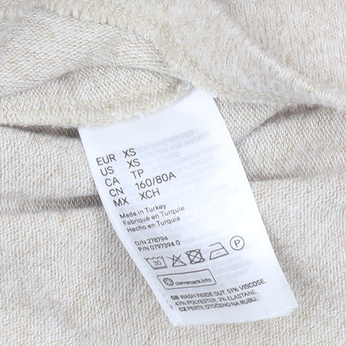 H&M Women’s Beige Mock Neck Knit Pullover Jumper XS