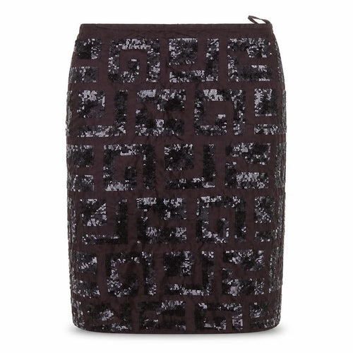 French Connection Women's Brown Sequin Silk Knee Length Pencil Skirt Size 12